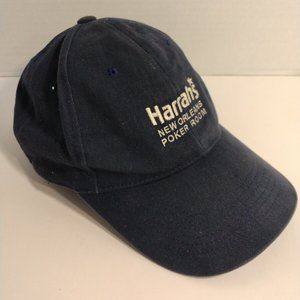 Harrahs Casino New Orleans Louisiana Poker Room Hat Navy Buckle Strapback Cap